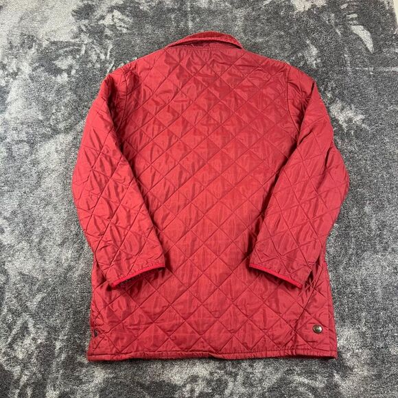 Barbour Quilted Blanket Lined Jacket Red Sz L Corduroy Collar Field Chore* - Picture 10 of 16